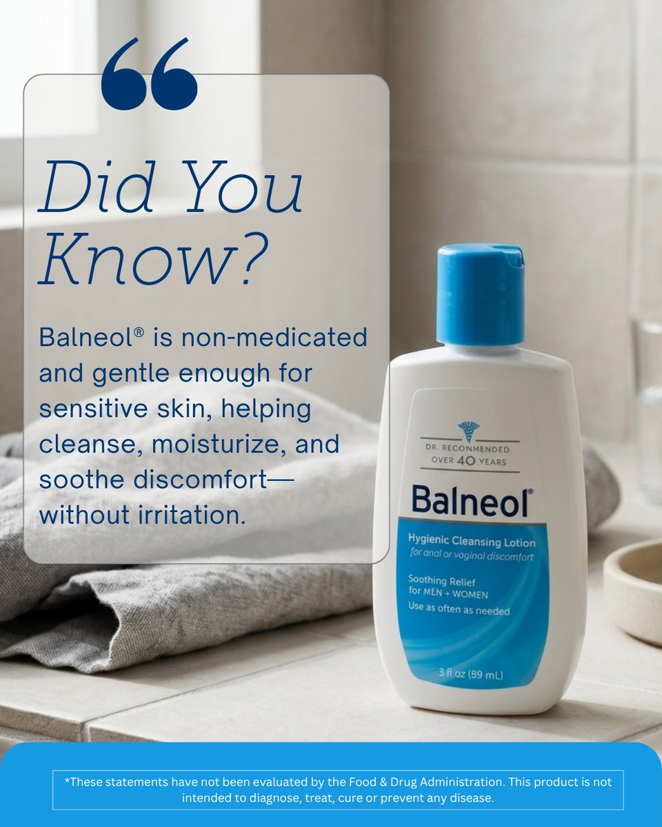 HelloBalneol's tweet photo. Did you know? 💙
 Balneol® is gentle enough for sensitive skin while helping cleanse, moisturize, and soothe discomfort—without irritation.

#Balneol #GentleCare #ComfortCare https://t.co/0ihYV31dak