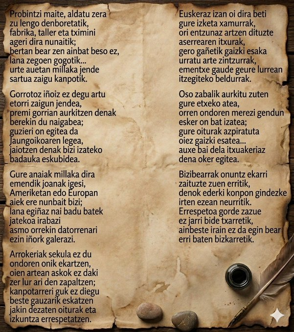 Ortubekoa's tweet photo. Iñaki Eizmendi "Basarrik" Zeruko Argian argitaratu zituen bertsook 1966an, inmigrazio-olatu betean. Minetik idatzi ere, etorri berri askoren jokabide zatarrari.
Egun ez litzateke ausartuko. Etorri berrien beharrik gabe, bertoko ustezko "abertzale" askok ere larrutuko lukete. https://t.co/JjartteQ8r