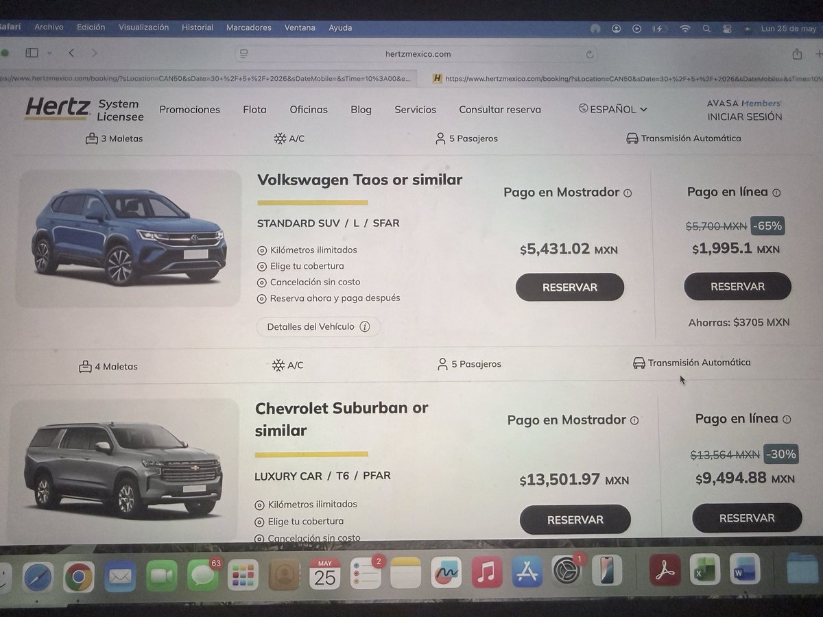mikee_mtz's tweet photo. @Hertz @HertzMx 
QUE ROBO: Meto mi reservación sin “promoción” y me da un precio de $1995 y meto el código de promoción del #hotsale y mes sube a $2,394 y no me deja elegir más que pocos vehículos! QUE ROBO https://t.co/ugonUA3ySX