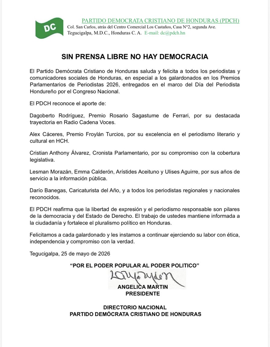 Partido Demócrata Cristiano de Honduras tweet media