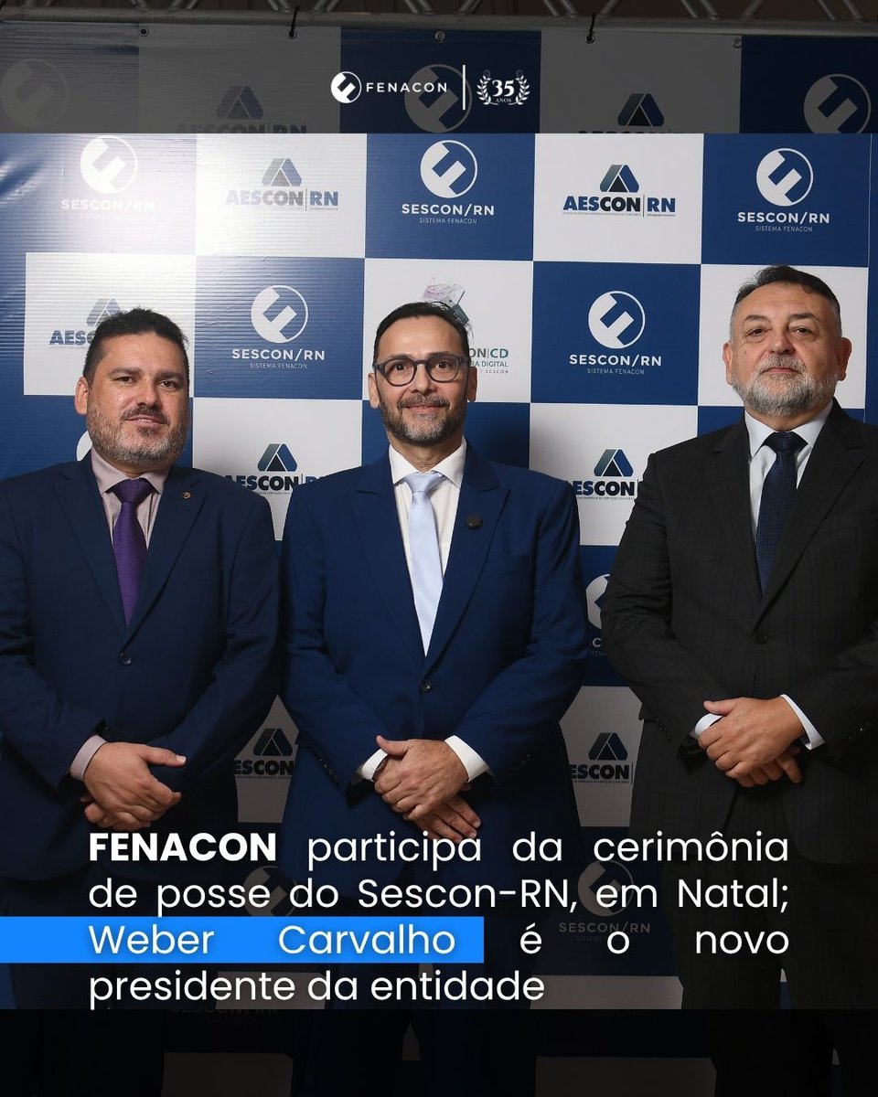 Fenaconfed's tweet photo. A FENACON marcou presença na cerimônia de posse do Sescon-RN/Aescon-RN, em Natal, para prestigiar a nova diretoria.

 José Weber Carvalho foi empossado presidente das entidades e assume a gestão até 2030 com o compromisso de fortalecer a classe contábil potiguar. https://t.co/Wnyb7m82Xw