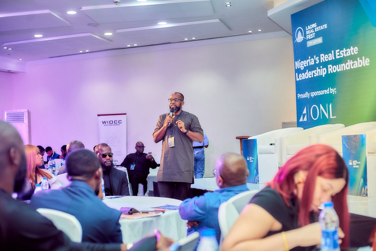 afrireseries's tweet photo. The Managing Director at ONL Group, Obinna M. Udeagha, sponsor of the Leadership Roundtable at Lagos Real Estate Fest 2026, delivered an address highlighting the role of private sector collaboration in advancing Nigeria’s real estate sector. https://t.co/FoJPE56KDJ