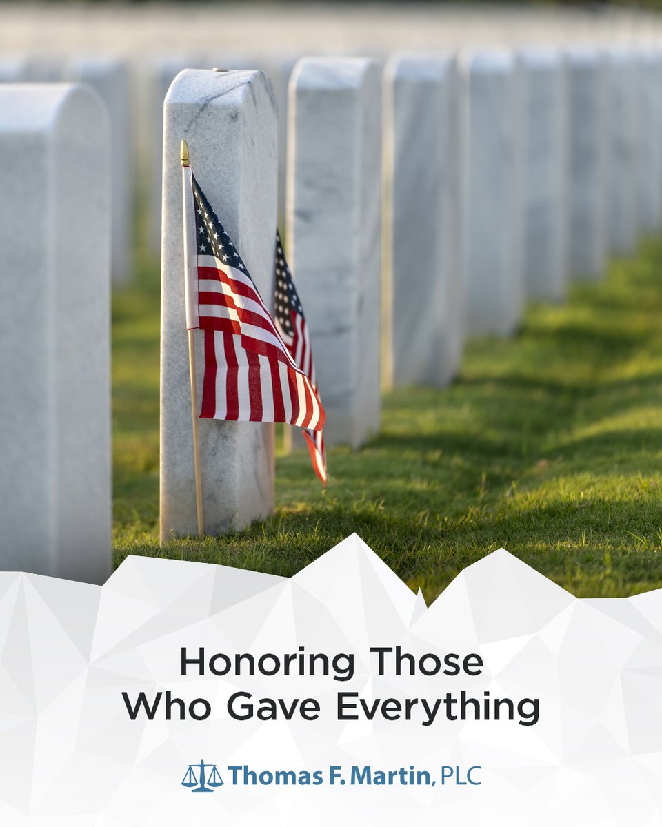 TomMartinPLC's tweet photo. Today, we pause to honor and remember the brave men and women who gave their lives in service to our country. Their sacrifice is the foundation of the freedoms we live every day.

From all of us at Thomas F. Martin, PLC, we remember and give thanks. https://t.co/eyEzIxwkpN