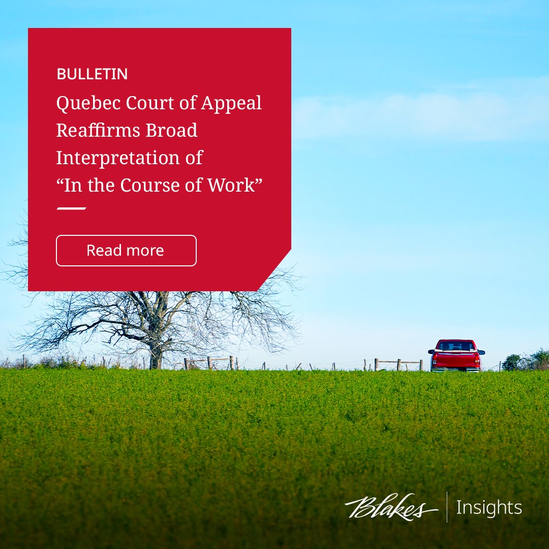 BlakesLaw's tweet photo. Even outside normal working hours, an accident may be recognized as a work accident within the meaning of section 2 of Quebec’s Act respecting industrial accidents and occupational diseases. Learn more: https://t.co/Nf8ILfjHl2 #EmploymentLabour #BlakesMeansBusiness https://t.co/MtvchHhQ6A