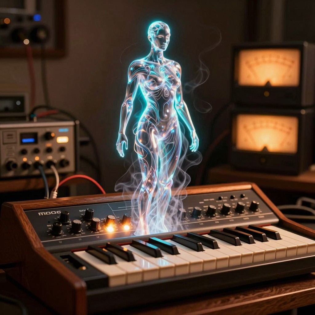 IceCone__IceKid's tweet photo. Raw voltage meets cold logic in the booth where we run vintage Moog oscillators through neural networks to find the sounds that shouldn't exist.

#AnalogAI #ModularSynth #SnowFlakeStudio https://t.co/IPnqUlQWkq