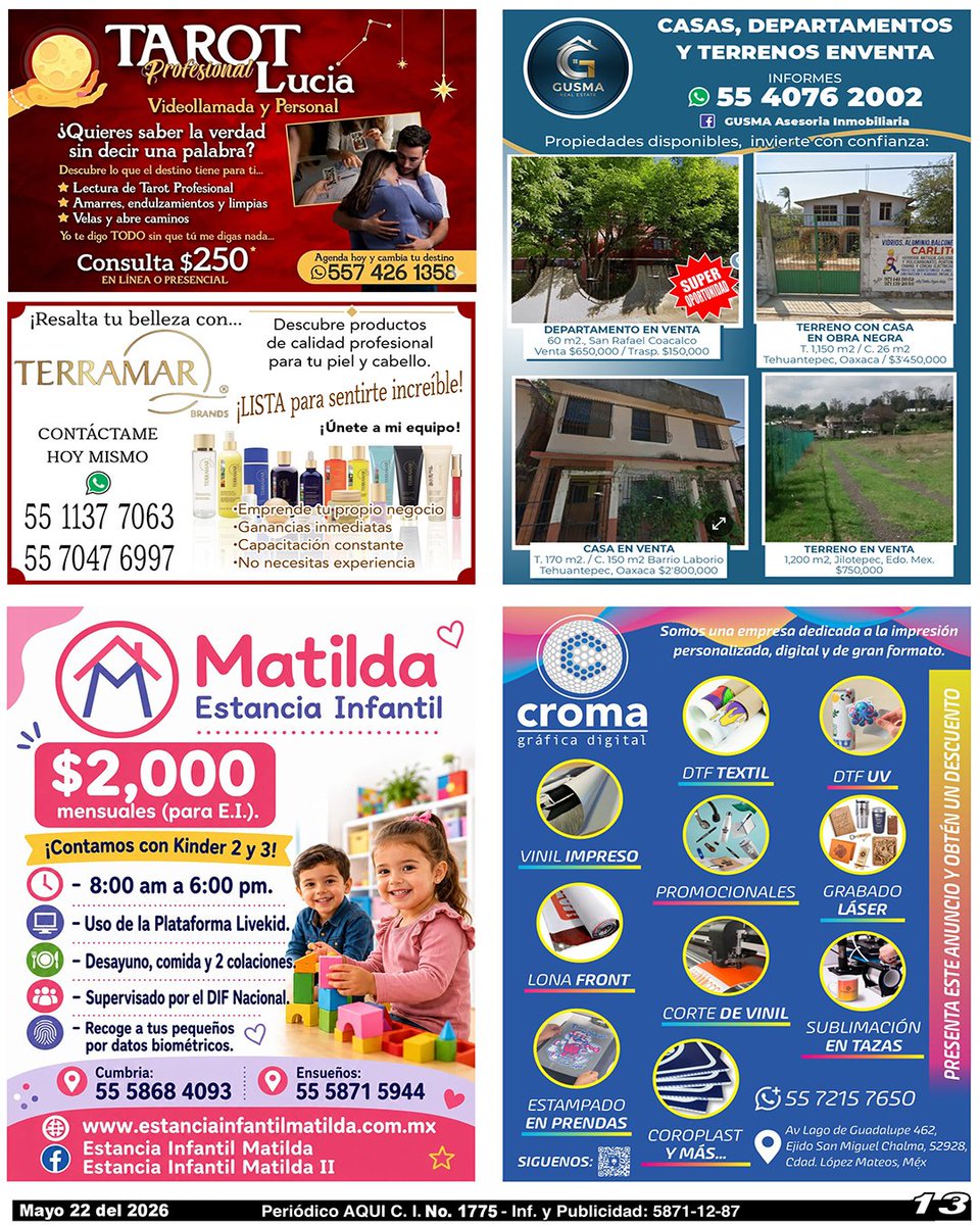 periodicoAQUI's tweet photo. #tarot #Terramar #inmobiliaria #EstanciaInfantil #impresion #OmarTapia #AQUICUAUTITLÁNIZCALLI

Compártelo, puede ser de utilidad para alguien.

Nuestra Edición Completa en:
https://t.co/nhsGHRaPrg https://t.co/fs86waz3WY