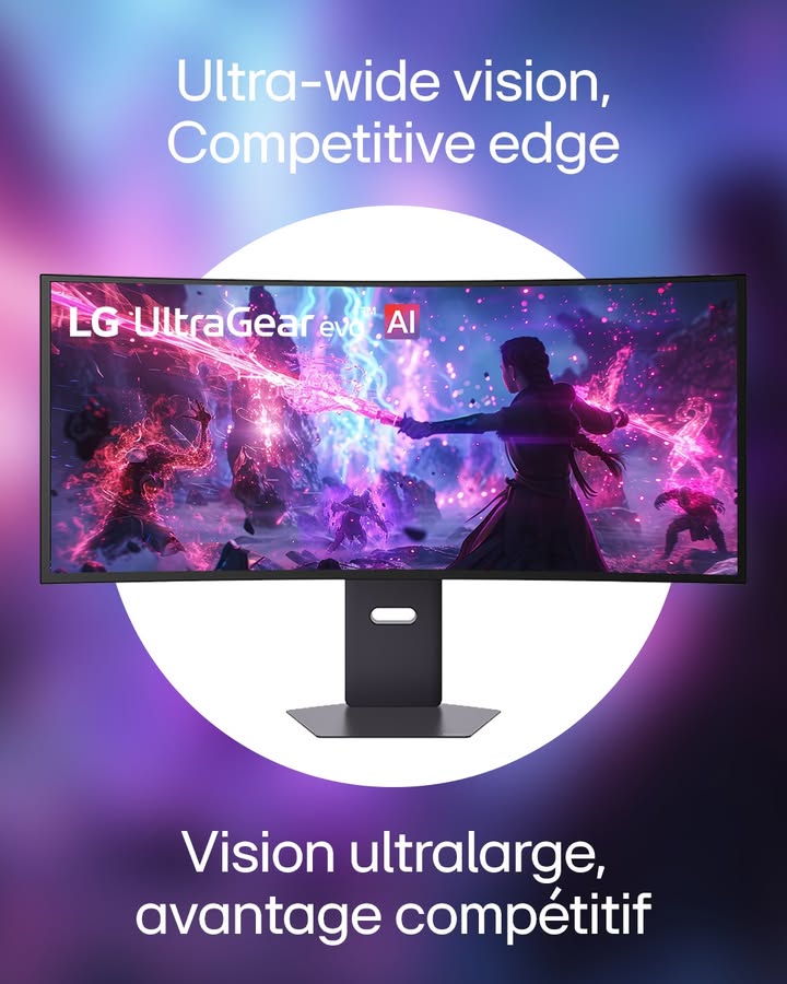 LGCanada's tweet photo. Le premier écran OLED 5K2K 39 po au monde est arrivé. ⚡ Le LG UltraGear OLED offre une résolution optimisée par IA, un temps de réponse de 0,03 ms et un mode double qui s’adapte à votre jeu, avec un confort oculaire certifié UL pour jouer plus longtemps. 

#LG #LifesGood https://t.co/gjTik0nwqF