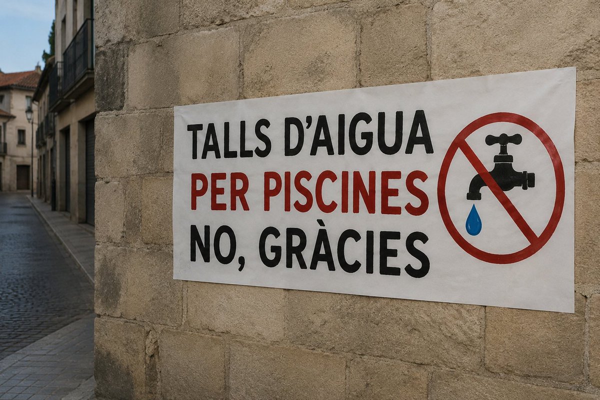 FNCGironines's tweet photo. 🚱 A les comarques Gironines, cada estiu es repeteix la mateixa història: es buiden dipòsits per omplir piscines de segones residències i al final, la gent que viu aquí tot l’any acaba patint talls d’aigua constants.
No és normal. 💧💧
#Girona #Catalunya #Aigua #Piscines https://t.co/mNTYqmx7ig