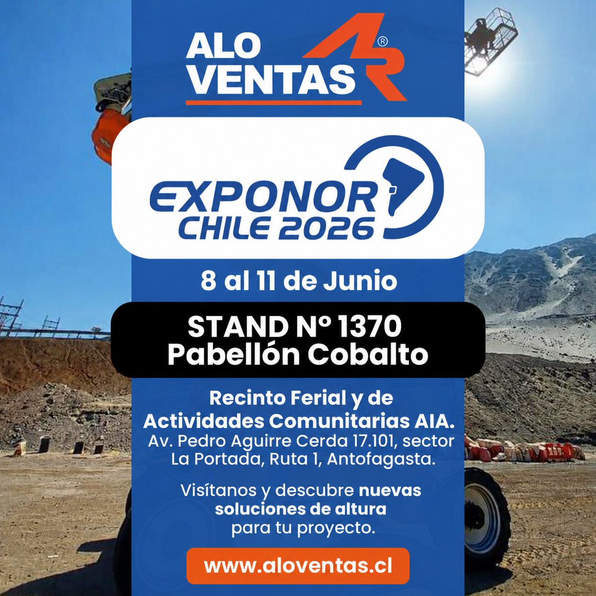 Alo_Group's tweet photo. ALO Ventas estará en EXPONOR 2026 🚀

Del 8 al 11 de junio presentaremos soluciones para trabajo en altura y manipulación de carga, claves para la minería e industria.

📍 #Antofagasta #Exponor2026 #ALOVentas #Minería https://t.co/5U4eKguCqW