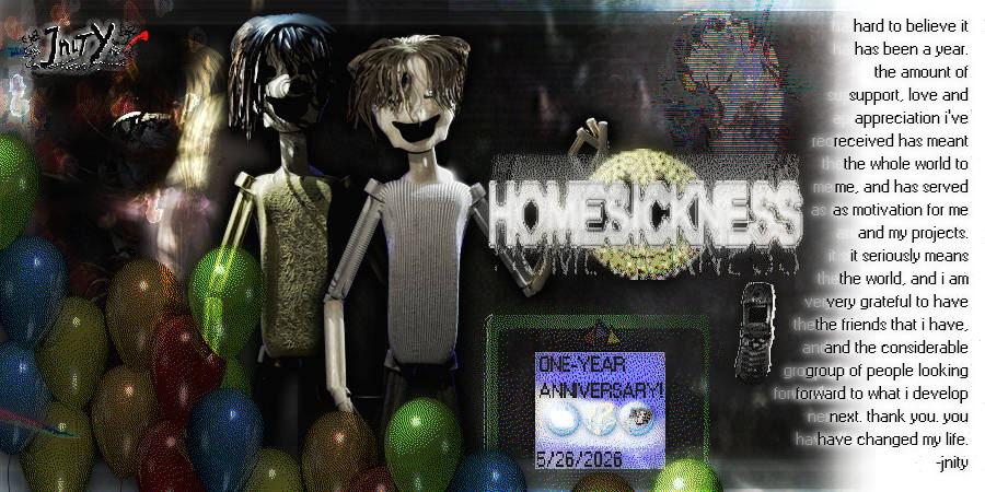 jnitykit's tweet photo. HOMESICKNESS turns one today! Thank you to everyone, and thank you for caring. Getting this project out, and being able to resonate and connect with people on it is something I am very grateful for. :) https://t.co/hKLhyGBPYi