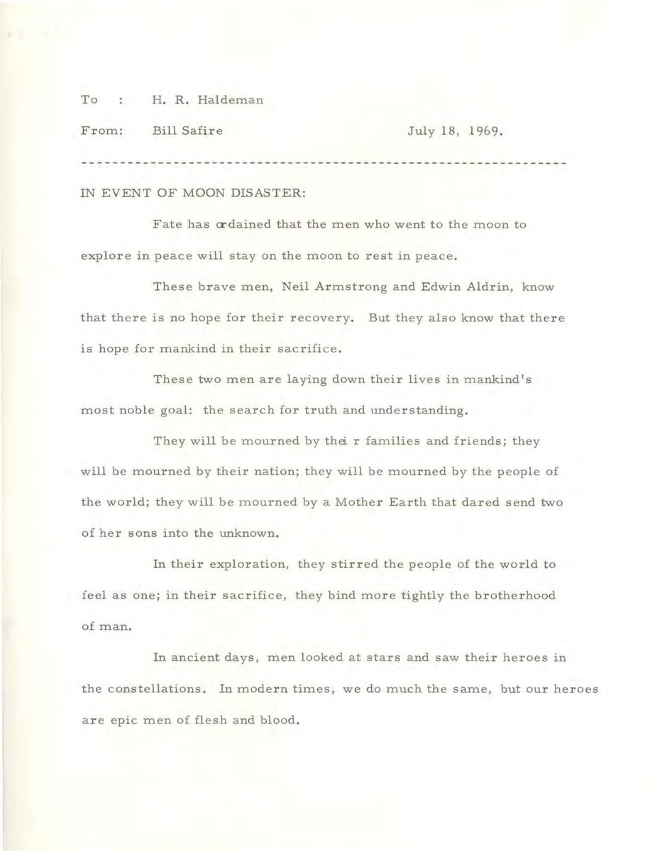 kane's tweet photo. There was a secret speech prepared for Nixon in case the Apollo 11 astronauts died on the moon.

It was never read publicly, but for Memorial Day I used @ElevenLabs to generate a Nixon-read broadcast of the declassified transcript:

https://t.co/P2BUWCCzxO https://t.co/hwGq13R4MZ