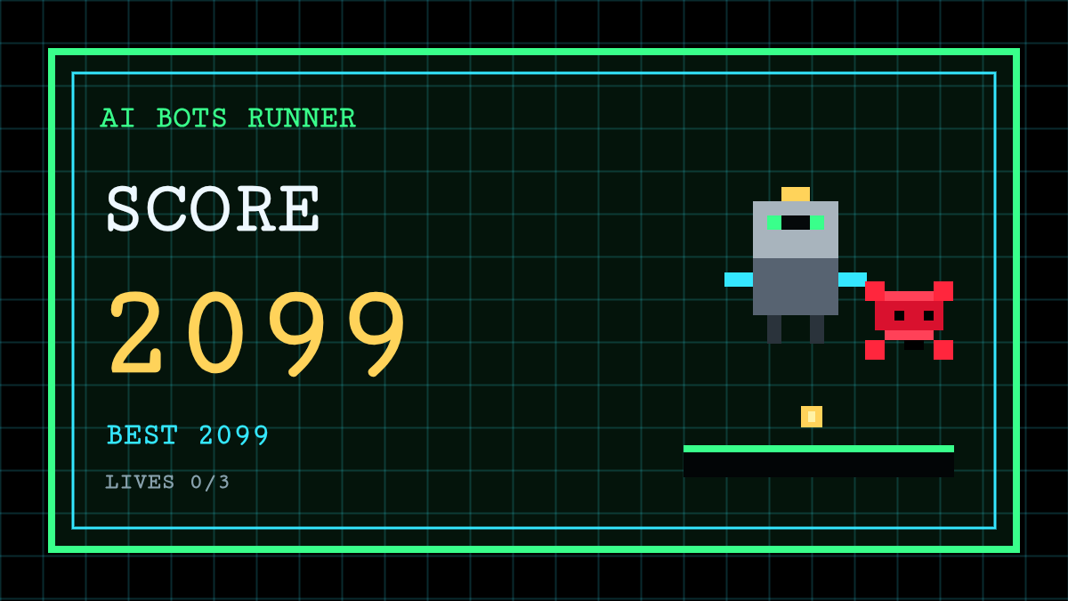 HeIsH3nry's tweet photo. I scored 2099 in AI BOTS Runner. Best: 2099. Can you beat it? @aibots404 https://t.co/iXHVkjXmQX