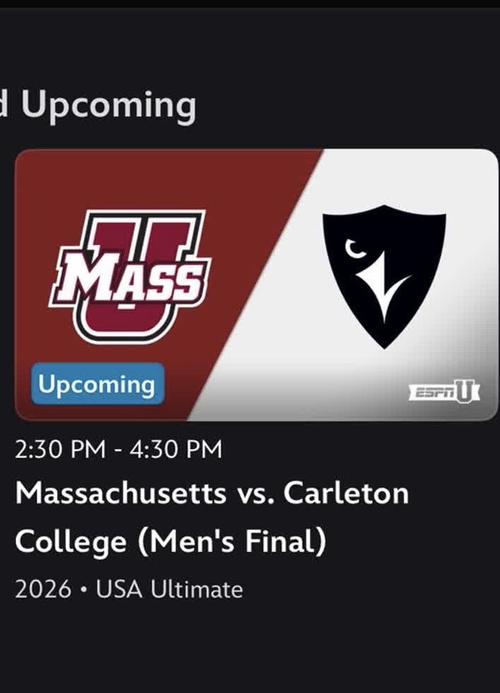 USSRUltimate's tweet photo. Hey @ESPNU you used the wrong logo for @cutrules. That’s Carleton University not @CarletonCollege. https://t.co/UQ9EvNPYhv