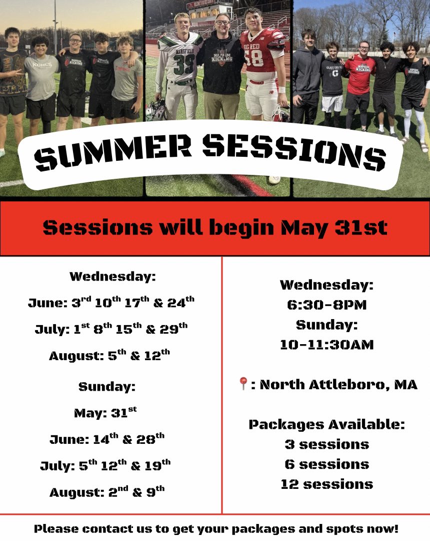 Napalm_Kicking's tweet photo. ‼️SUMMER SESSIONS SCHEDULE‼️
Starting this coming Sunday, we have 18 different opportunities to perfect your craft in a small group setting before the upcoming season!
Every session will be limited to reserve your spots now!
#NapalmKicking #DropBombs https://t.co/ORBcjwSUv9