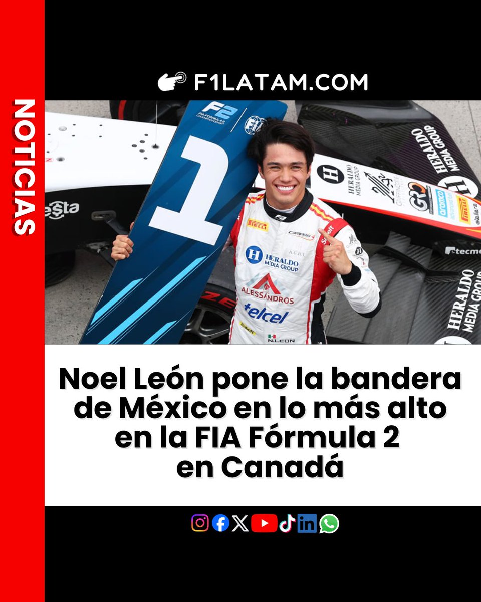 F1LATAMCOM's tweet photo. #F2 | Noel León pone la bandera de México en lo más alto en la FIA Fórmula 2 en Canadá
-
🗒️🔗👉 https://t.co/tIPeppQios
-
#F1LATAM #Formula1 #FormulaOne #F12026 #CanadianGP @noel_leon19 https://t.co/BgkCQDNM4f