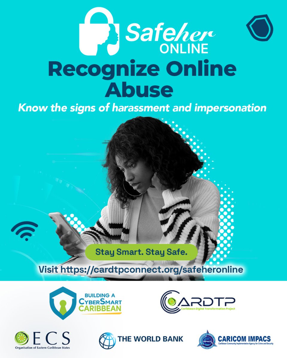 cardtpconnect's tweet photo. Online harassment and impersonation are real threats.
 
Knowing the warning signs helps women and girls take action and protect themselves in digital spaces. 

🌐 Learn more: https://t.co/5xTRA0RR6w 

#SafeHerOnline #CyberSafetyForWomen #CyberSmartCaribbean#CARDTP https://t.co/gHnZFHnLxu