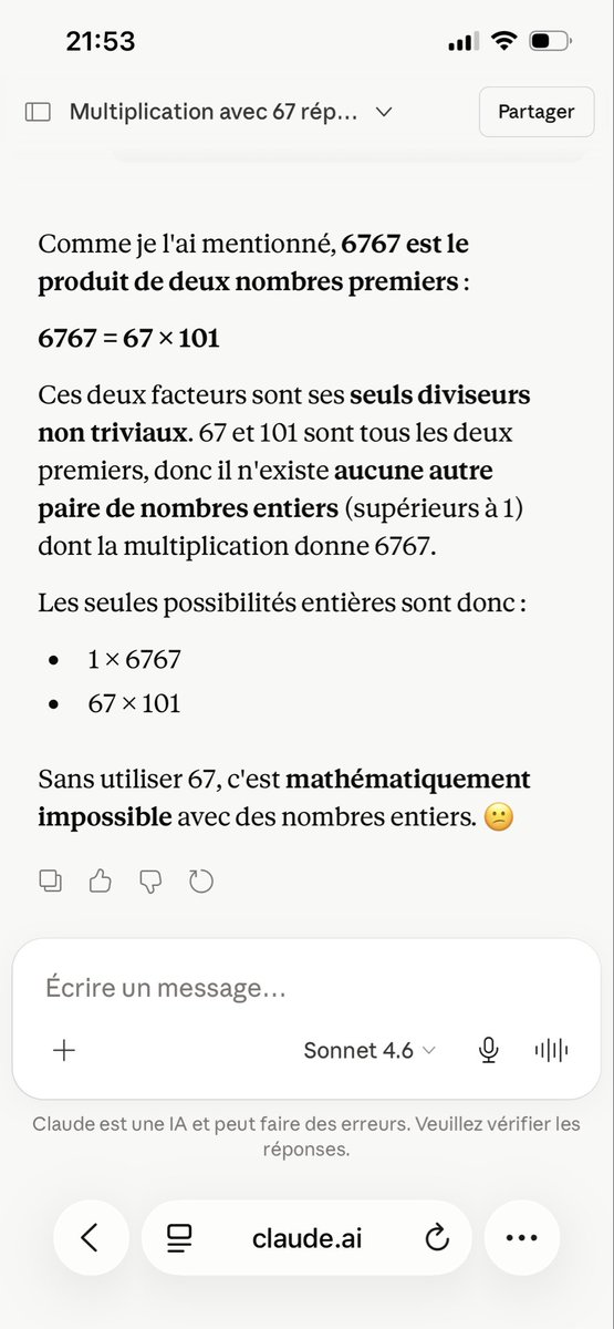 lvassy's tweet photo. @pftn_ Mais ça n’est pas la question posée. Cela étant l’IA peut faire des prouesses, je dis juste qu’il faut vérifier. Et je note que @claudeai trouve la réponse. https://t.co/K2Zgcmnjzx