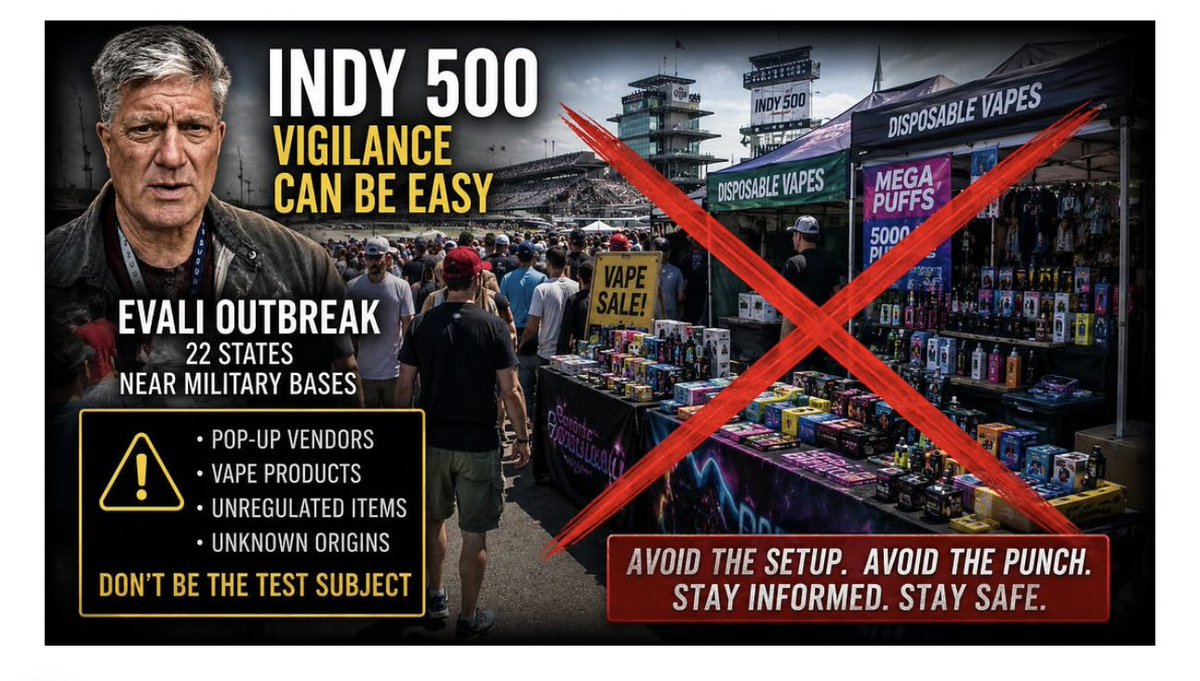 FakeWebbGeorge's tweet photo. "We recommended Indy race fans avoid Tahir Javed Pakistani imported illegal vapes at Indy." writes @RealGeorgeWebb1 

Nothing supports this claim. 

No documents, enforcement records, photos, etc. this is another insinuation from bigot George Sweigert that targets Pakistanis. https://t.co/WqpoTDQ4F7
