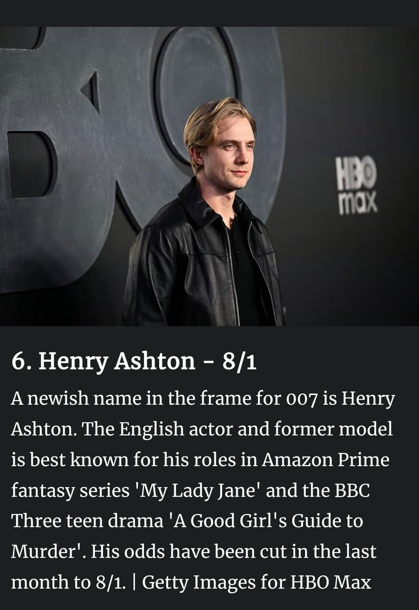 has henry ashton been cast as james bond today? tweet media