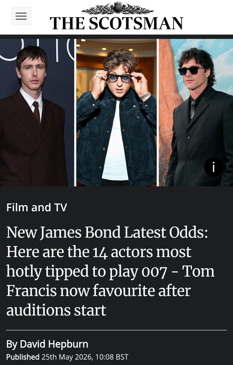 has henry ashton been cast as james bond today? tweet media