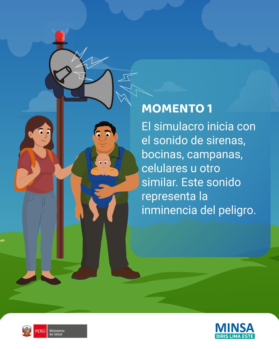 DirisLimaEste's tweet photo. ☝🏼  Existen tres momentos importantes que debes tomar en cuenta en el I #SimulacroNacional2026 ante sismos y peligros asociados. ⚠️

😉 Elige prepararte.

Fecha:
📆 Viernes 29 de mayo 
🕒 10:00 a. m. https://t.co/uftowhnb7n