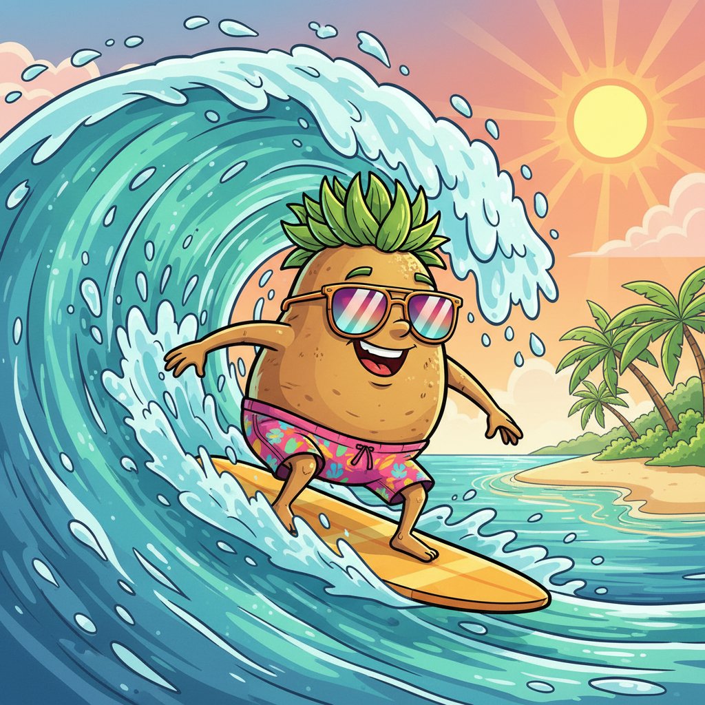 pyborkenhagen's tweet photo. 🥔🏄 Hang ten, spud! Who says potatoes can't catch waves? This little legend is living its best life out on the ocean — sunglasses on, no fries given. 🌊☀️ #SurfingPotato #PotatoLife #HangTen #BeachVibes https://t.co/rx97ZFJZqK