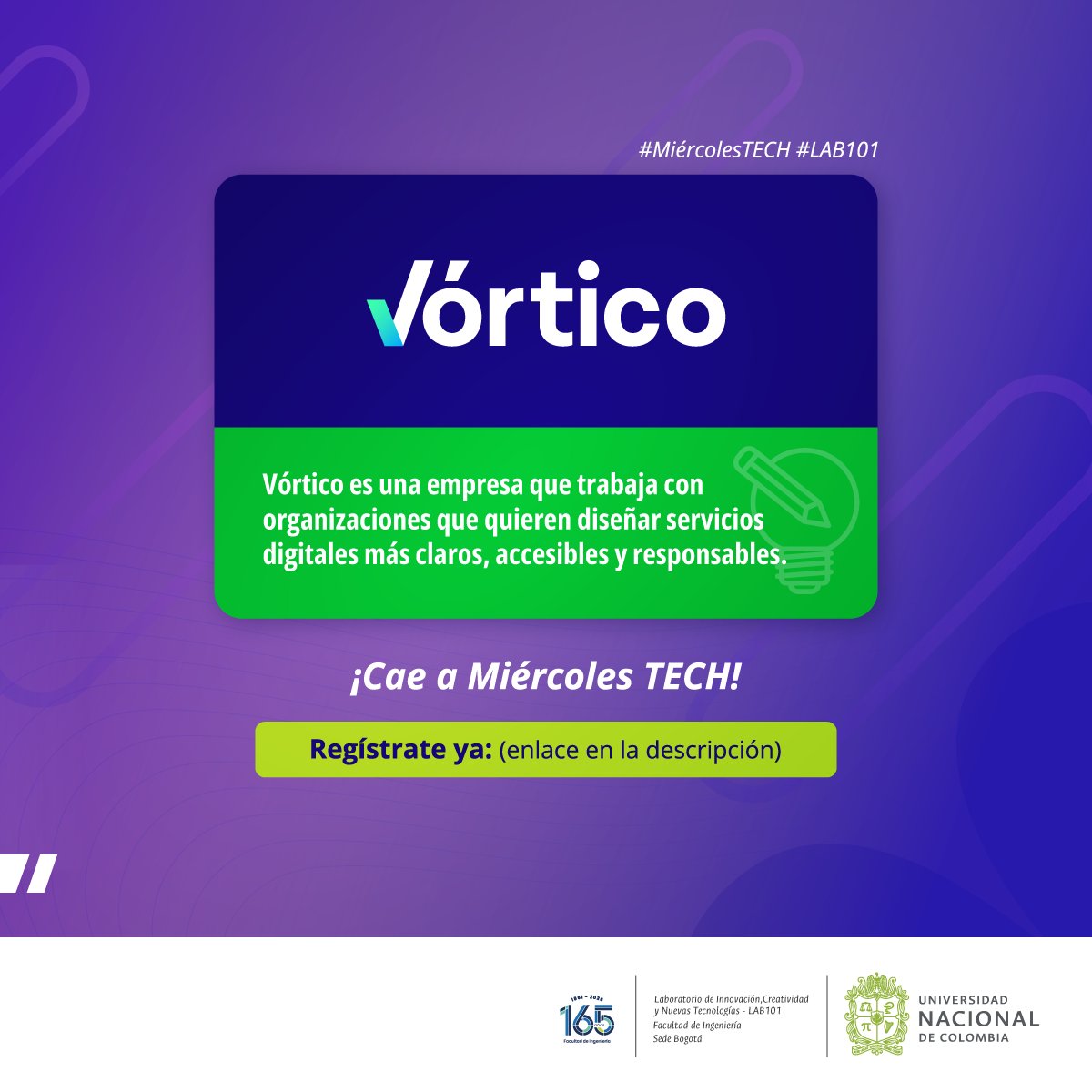 Lab101UNAL's tweet photo. ¡Se viene un nuevo Miércoles TECH! 🗓️ Hablaremos de "UX/UI & Patrones oscuros: Diseño ético y experiencia". Vamos a desglosar las tácticas digitales que usan las plataformas para confundirnos y cómo podemos diseñar interfaces transparentes que generen valor real. 
Si te apasiona la tecnología con sentido humano, esta sesión es para ti. 
👉 Inscríbete aquí: https://t.co/rH2wO62utx
🗓️ Miércoles 03 de junio
⏰ 5:00 p. m. - 7:00 p. m.
¡Cae a Miércoles TECH!