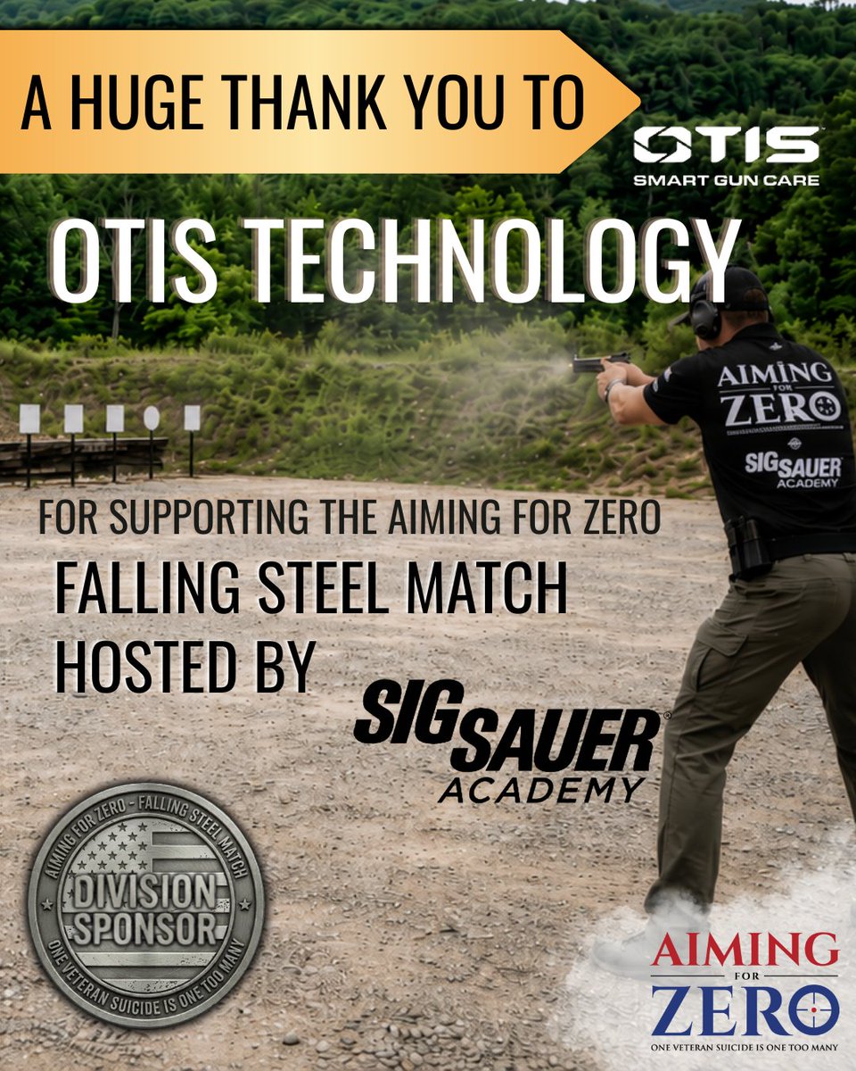 aiming_for_zero's tweet photo. The 2026 Spring Falling Steel Match would not be possible without the incredible support of our sponsors.
Thank you for standing behind Aiming for Zero, supporting our veterans, and helping make this event a success.
Please support the businesses that support our mission. 🇺🇸
@OtisTechnology 
#aimingforzero #otistechnology