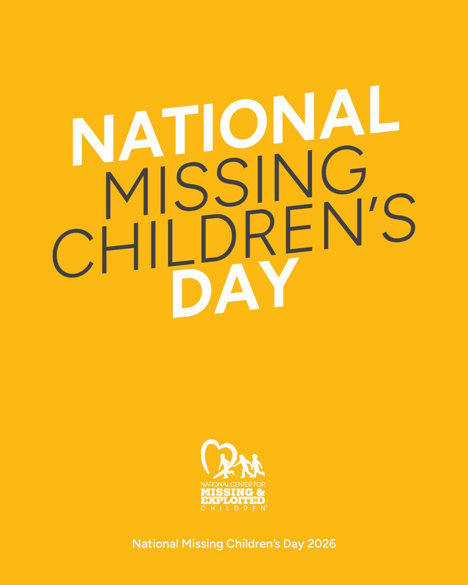 NCMEC's tweet photo. May 25th is National #MissingChildrensDay.
Show your support for children who are still missing and the families still waiting for answers. In 2025, NCMEC assisted with 32,167 reports of missing children, and we never stop searching for every child.
Your support helps us continue the search, raise awareness, and bring hope to families who need it most:https://t.co/lLeyYl7vuX