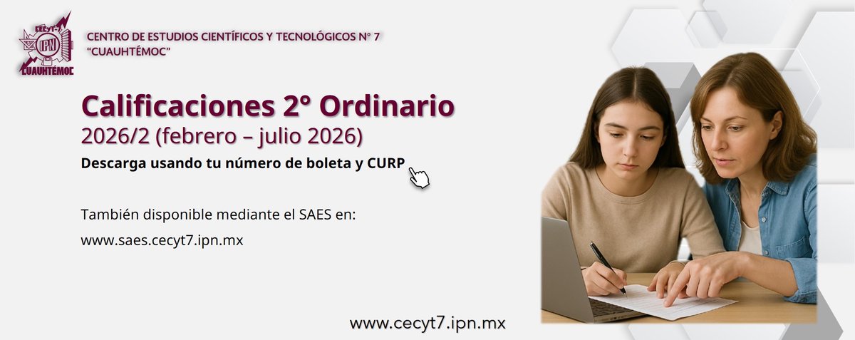 gestion_7's tweet photo. Consulta tu boleta de calificaciones del 2° Ordinario 2026/2
https://t.co/0JqZ1dzhi6 https://t.co/md5qaR3R3s