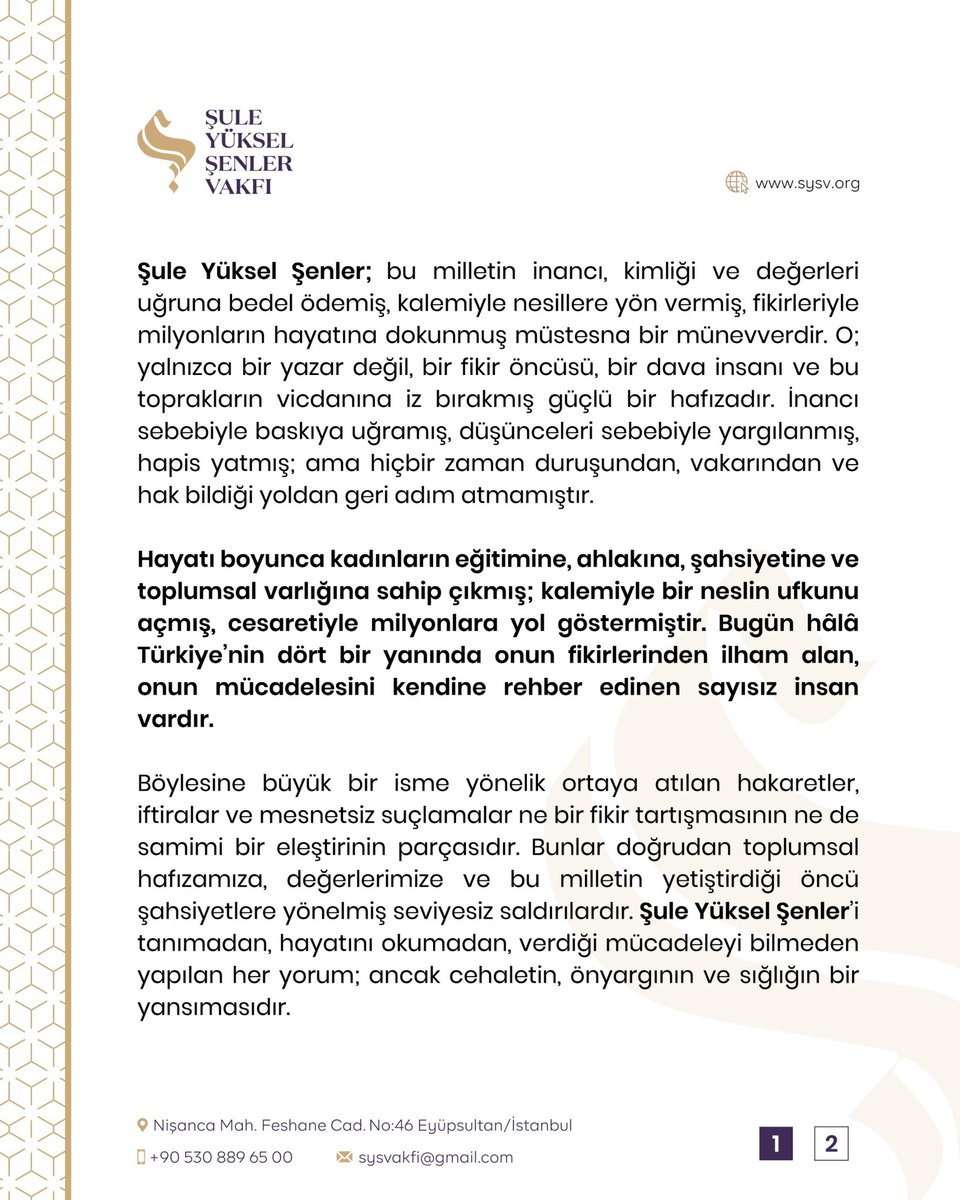 Şule Yüksel Şenler Vakfı tweet media