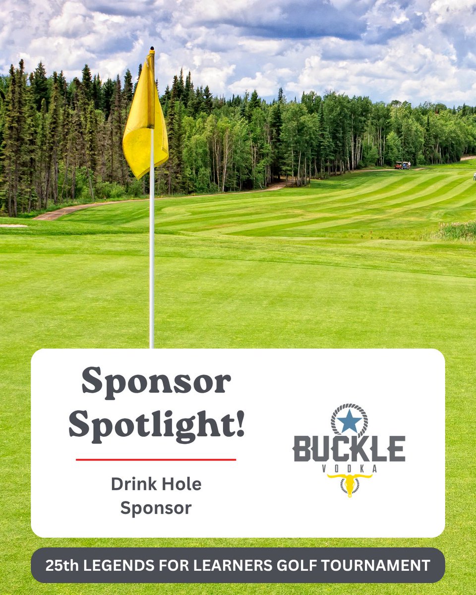 TEPFoundationAB's tweet photo. Buckle Vodka is back as a Drink Hole Sponsor for the 25th Annual Legends for Learners charity golf tournament. Always a crowd favourite, always delicious; can’t wait to sample their wares! 
This year's tournament is presented by Building Trades of Alberta. https://t.co/GvbsT3AONO