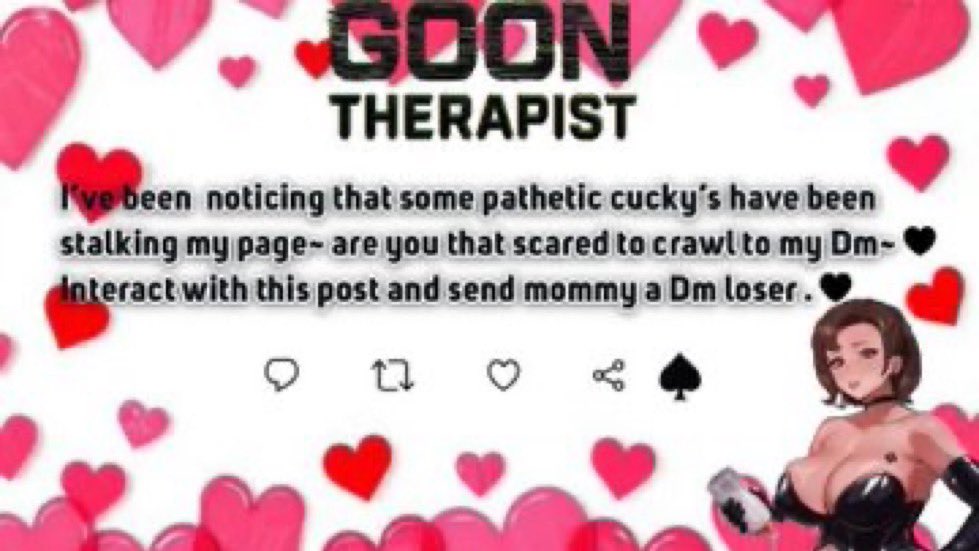 QosAddict_9's tweet photo. “Stalking Mommy’s page again, pathetic BBC gooner? 🖤🥴 Don’t just lurk like a scared cucky… crawl into my DMs and confess how addicted you are, loser 😵‍💫♠️ Mommy’s waiting to ruin you 💕 #GoonTherapist #BBCaddiction” https://t.co/MkOdYHhjRH
