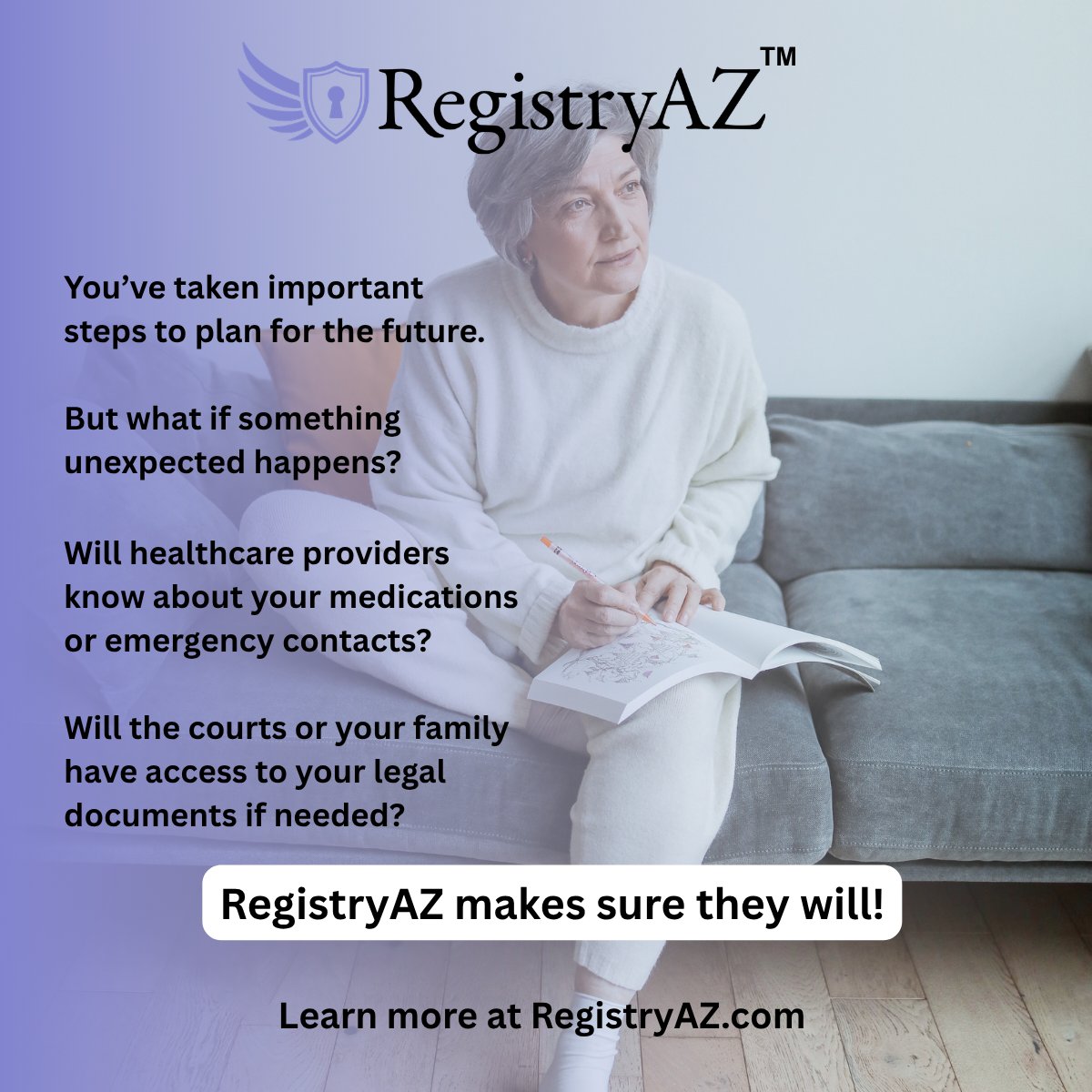 RegistryAZ's tweet photo. Are your vital documents truly protected and accessible when life happens? 

Stay prepared with RegistryAZ™.

Learn more at https://t.co/JOk7BUhlyr

#registryaz #emergencyplanning #agingparents #ElderCare #CarePlanning #familysupport #AgingWithDignity #peaceofmind #SeniorSafety #estateplanning #RetirementPlanning