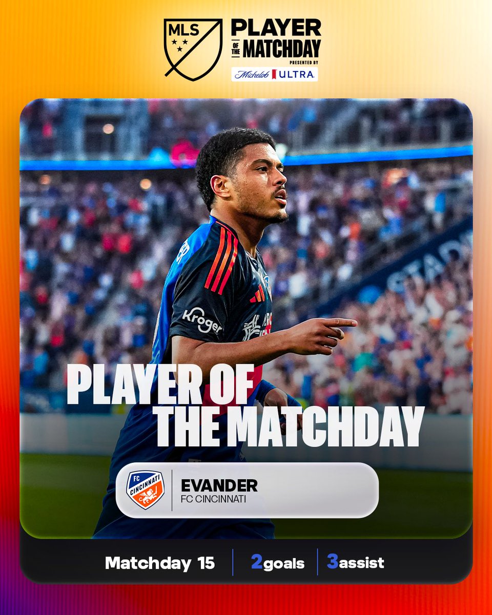 MLSPlusX's tweet photo. Evander fue elegido como mejor jugador de la jornada 15 con un Performance espectacular https://t.co/O2bzfrtoJq