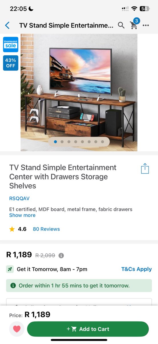 malumsanz's tweet photo. @BourerTheFunk @zynnitta_true @_DJMosh TV Stand Simple Entertainment Center with Drawers Storage Shelves available to buy online at @TAKEALOT We offer fast, reliable delivery to your door.
https://t.co/e2qawr9g5X https://t.co/nctUsjElGq