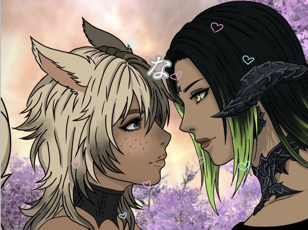 Nakoneeee's tweet photo. Recent Artwork!! 
私の最近のアート！

#ff14 #Miqote #AuRa #ミコッテ #アウラ #emotes #ffxiv https://t.co/dWgFXMBFgg