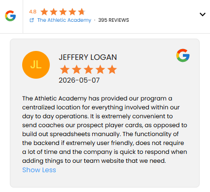 CShandy23's tweet photo. Really appreciate the feedback from Jeff Logan. @jml51190 @GKHSfootball 

We built The Athletic Academy to help programs move away from spreadsheets and scattered recruiting information by creating one centralized hub for coaches and athletes. https://t.co/gAlDs1wuEp