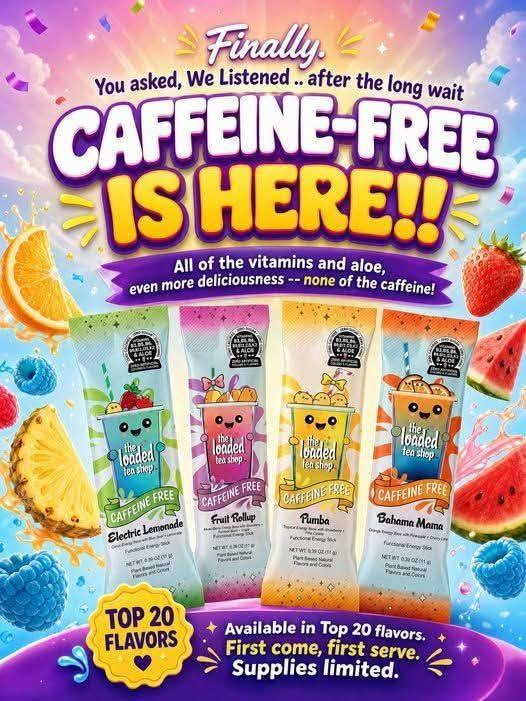 CynMar0115's tweet photo. 💜 You asked &amp; We delivered! 💜
Caffeine‑Free Loaded Teas are Here.🧡
Same flavor. Same vitamins. Zero caffeine.😋
Limited launch! Grab yours while they’re still in stock.
Save with Coupon Code - CYNTHIA81595
https://t.co/MTzz7RYyxm
#CaffeineFree #LoadedTeaLove #nighttimetea https://t.co/tWycWdp3a3