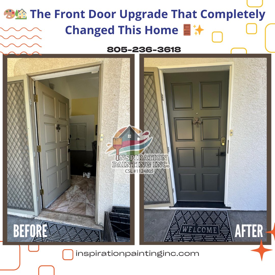 InspirPaintInc's tweet photo. 🎨🚪 Exterior Painting &amp; Door Transformation That Changes Everything 🏡✨

🚪 Your front door is the first impression—make it unforgettable

📍 Santa Barbara, CA
📞 805-236-3618
🌐 https://t.co/FNh4muYDTx

#BeforeAndAfter #ExteriorPainting #FrontDoorMakeover #HousePainting https://t.co/z4VIdRdIy0