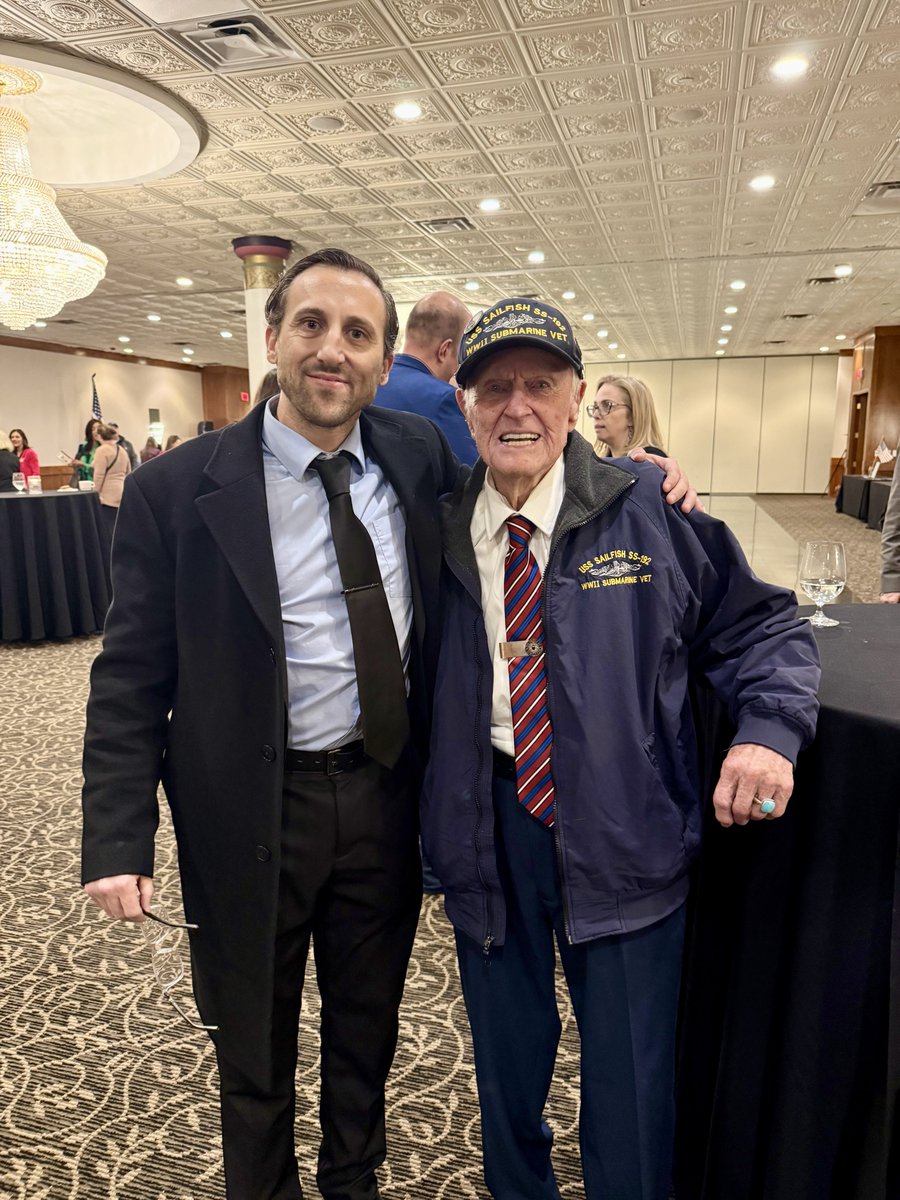 ChadwickForMI's tweet photo. This Memorial Day, I’m truly grateful for the brave men and women who answered the call to serve, and for those who never stopped serving. 

Pictured here with WWII Submarine Veteran of the USS Sailfish (SS-192). Stories like his remind us of the incredible sacrifices made to protect our freedoms. From the Greatest Generation to today’s service members and veterans, we owe them everything.

To the fallen, we will never forget you.

To those still serving and those who’ve served, thank you for your courage, your duty, and your lifelong commitment to our nation.

May we honor your legacy by cherishing the liberty you defended and working every day to make Michigan and America stronger.

Happy Memorial Day. 🇺🇸

#MemorialDay #HonorTheFallen #ThankYouVeterans
