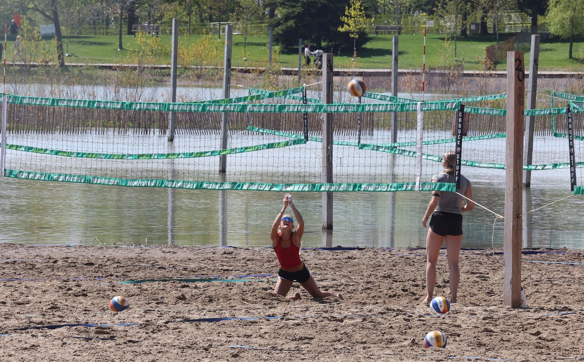 SteveRussell's tweet photo. The 3 days of rainfall has flooded large swaths of Woodbine Beach including the beach volleyball courts.
#TOstorm #ONstorm https://t.co/f5VSkmGGaO