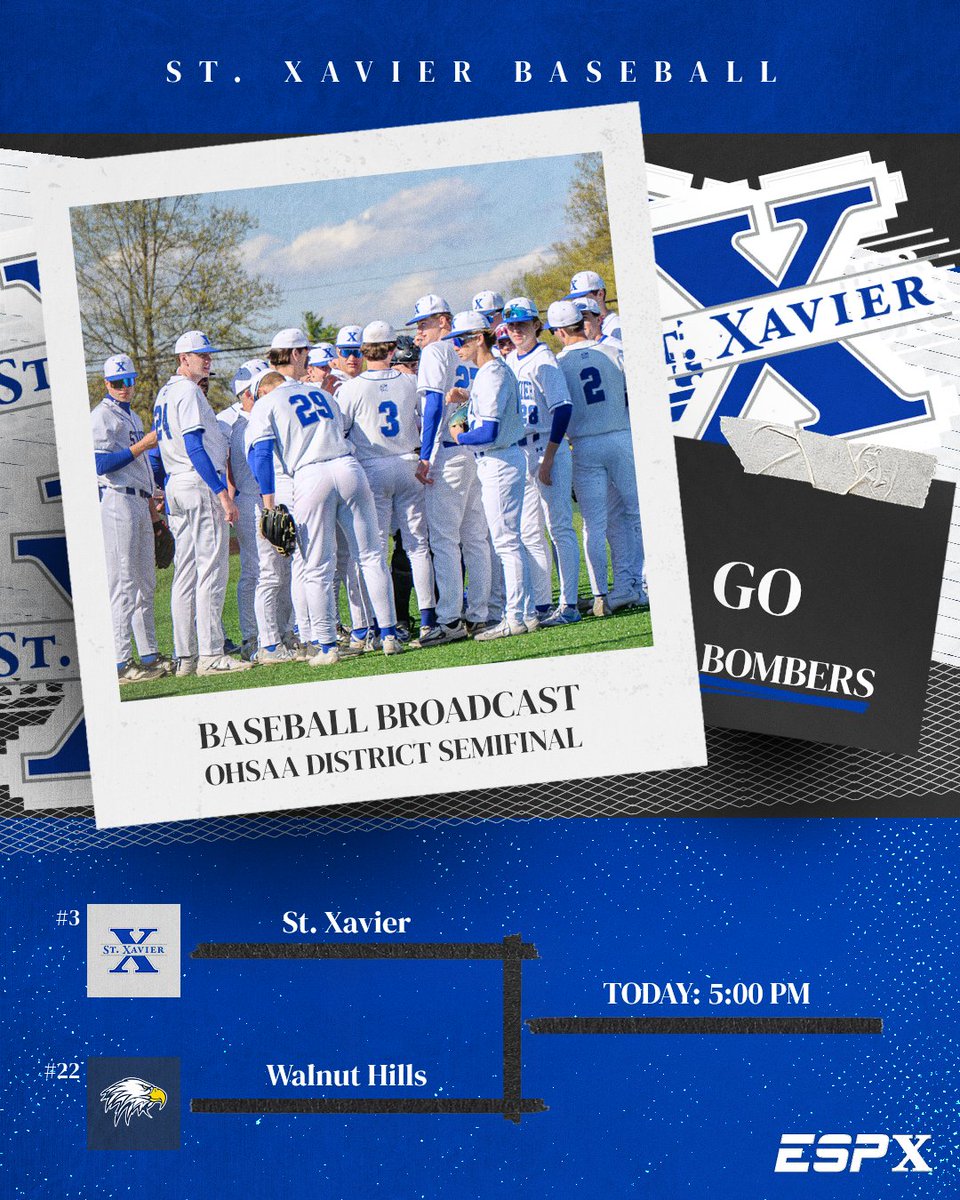ESPX_'s tweet photo. Today on ESPX: OHSAA Baseball District Semifinal 

🆚| @walnutathletics
🕰️| 5:00 PM    
📺| https://t.co/HSKqZh8FLo 
📷| #GoBombers | #AMDG https://t.co/RIzXBjT2oU