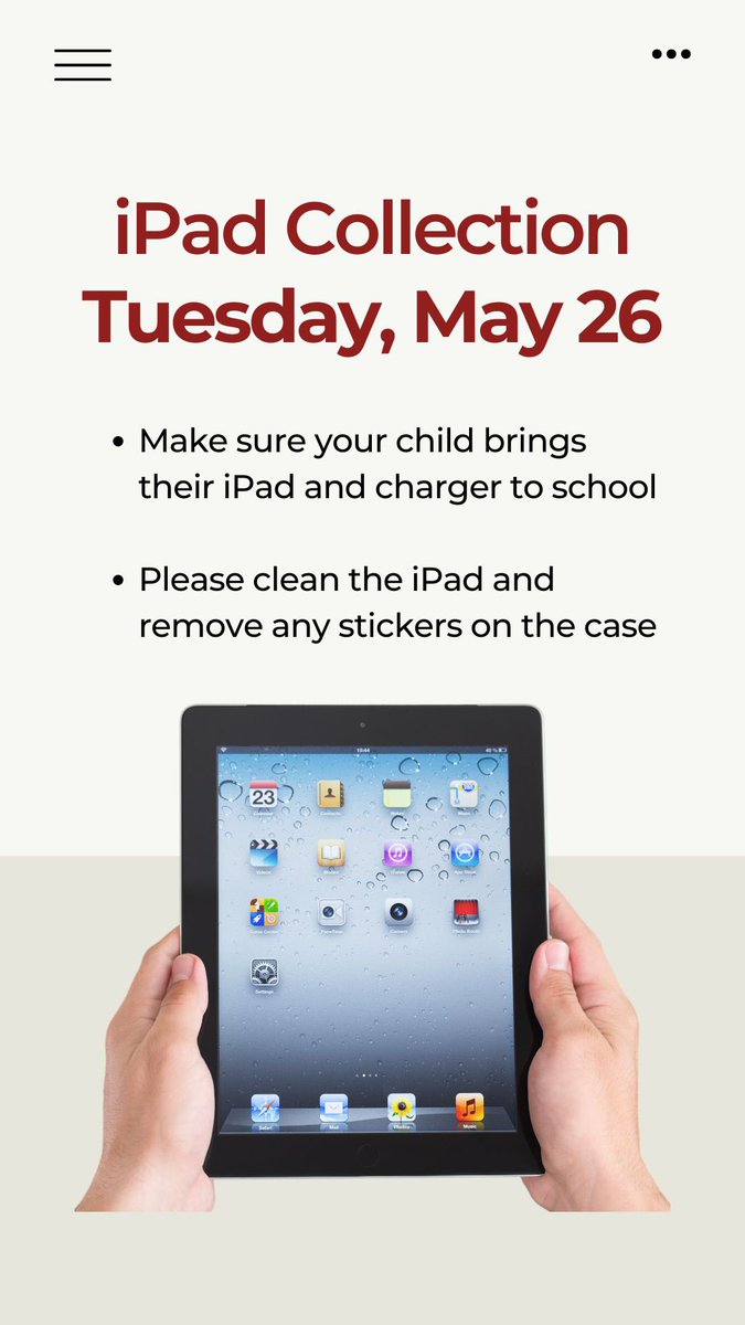 srdlcs's tweet photo. School Happenings! 📣

Happy Memorial Day! We honor those who gave their lives in service to our country 🇺🇸 There will be no classes on Mon, May 25 🚫

Buy pizza combo by today @ 3 PM for Warrior Wed🍕 Order ➡️ https://t.co/Ap2Wsf7kqu

iPad collection starting on Tues, May 26 🗓 https://t.co/ANsRwc3yXY