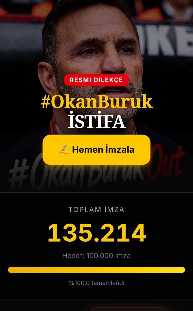 sahan2746's tweet photo. Hala onurlu şerefli namuslu bir Galatasaray muhabiri yada yorumcusu çıkmadı bunu paylaşacak 
Galatasaray için ben de imzaladım: Okan Buruk istifa etmeli! Sen de imzala 👇 🇹🇷⚽ https://t.co/ApAMAO1Bvy
@ukarakullukcu 
@ersinduzen 
@ibrahimseten 
@Haluk_Yurekli 
@EltunHaber1 https://t.co/R6XaYJEWIM