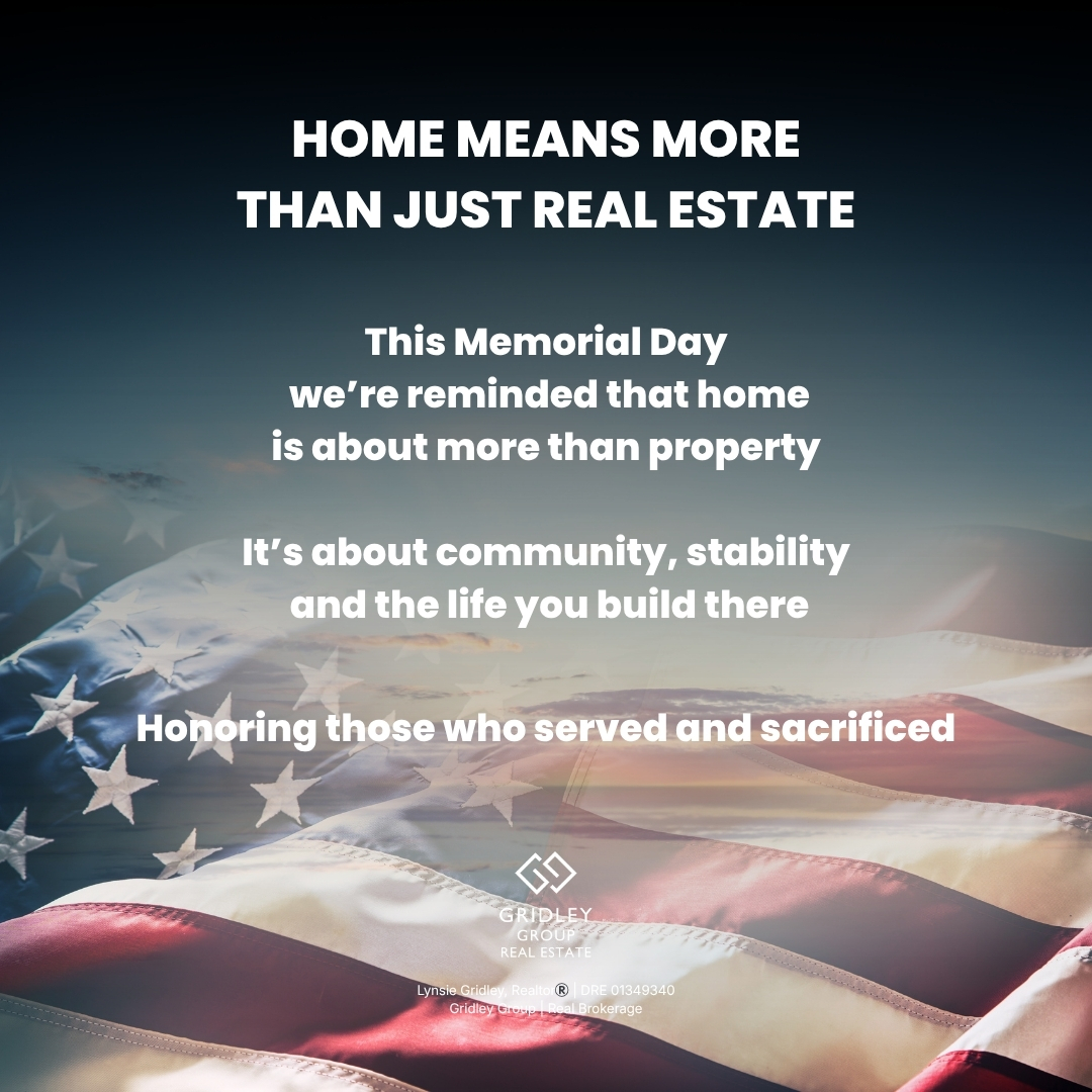LRGridley's tweet photo. Home is more than real estate.

It’s community, stability,
and the life built inside it.

This Memorial Day, we remember and honor those who served and sacrificed for our country. https://t.co/4klq51uZIE