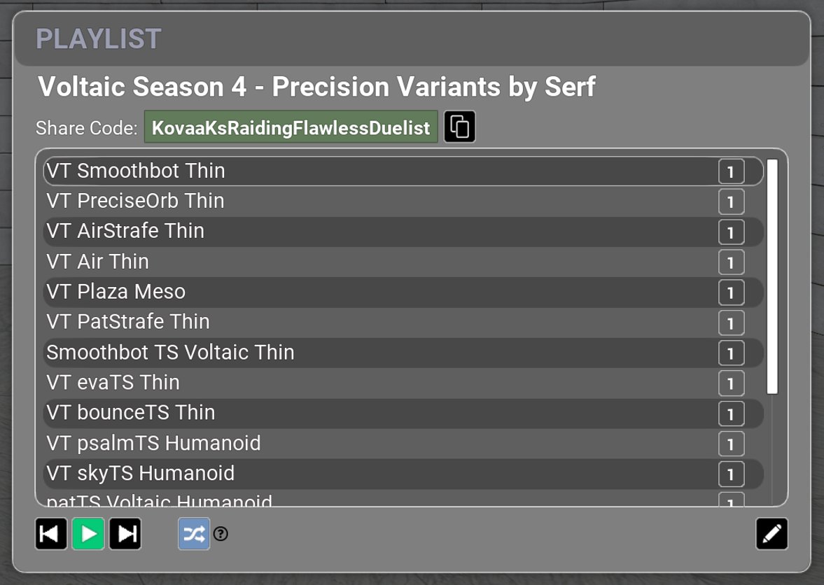 Nostalgia_FPS's tweet photo. Hey Twitter! 
I made an experimental playlist for you all to try! The goal of this set is to help push your precision in a familiar format. The base scenarios in this list come from Voltaic Season 4 + two bonus scenarios from Season 3 for a total of 18 tasks. 

The pattern behind a vast majority of these variants is a forced Humanoid bot with thin dimensions. Instead of tracking pills and dots, 16 of these tasks will resemble a character model. Each target has a movement speed I tried to keep somewhat similar to games like Apex Legends or Marvel Rivals. I can't promise better in-game translation but that is absolutely the hope in this! 

The goal is to eventually make this a 'variant benchmark' of sorts, and I also plan to produce a YouTube video at some point containing further explanations and inspirations. Hope you give it a try!

KovaaK's code to copy - KovaaKsRaidingFlawlessDuelist

Credit to @VoltaicAim for the scenarios these variants are crafted from.