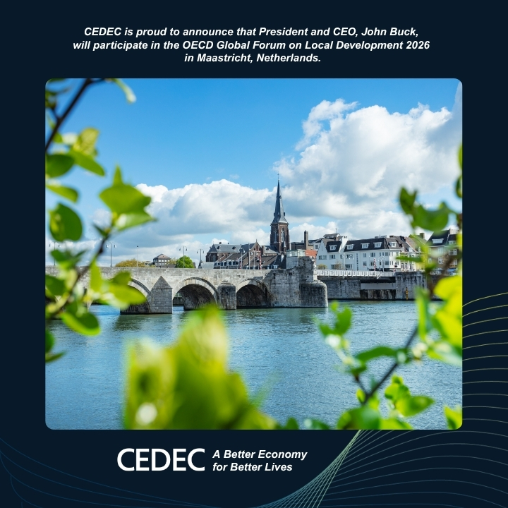 CEDEC_QC's tweet photo. John Buck will present at the OECD Global Forum on Local Development in Maastricht, Netherlands on May 27, 2026. John will discuss practical leadership, partnership, and implementation approaches to help communities adapt to major economic transitions. https://t.co/cMs9v1OKwd