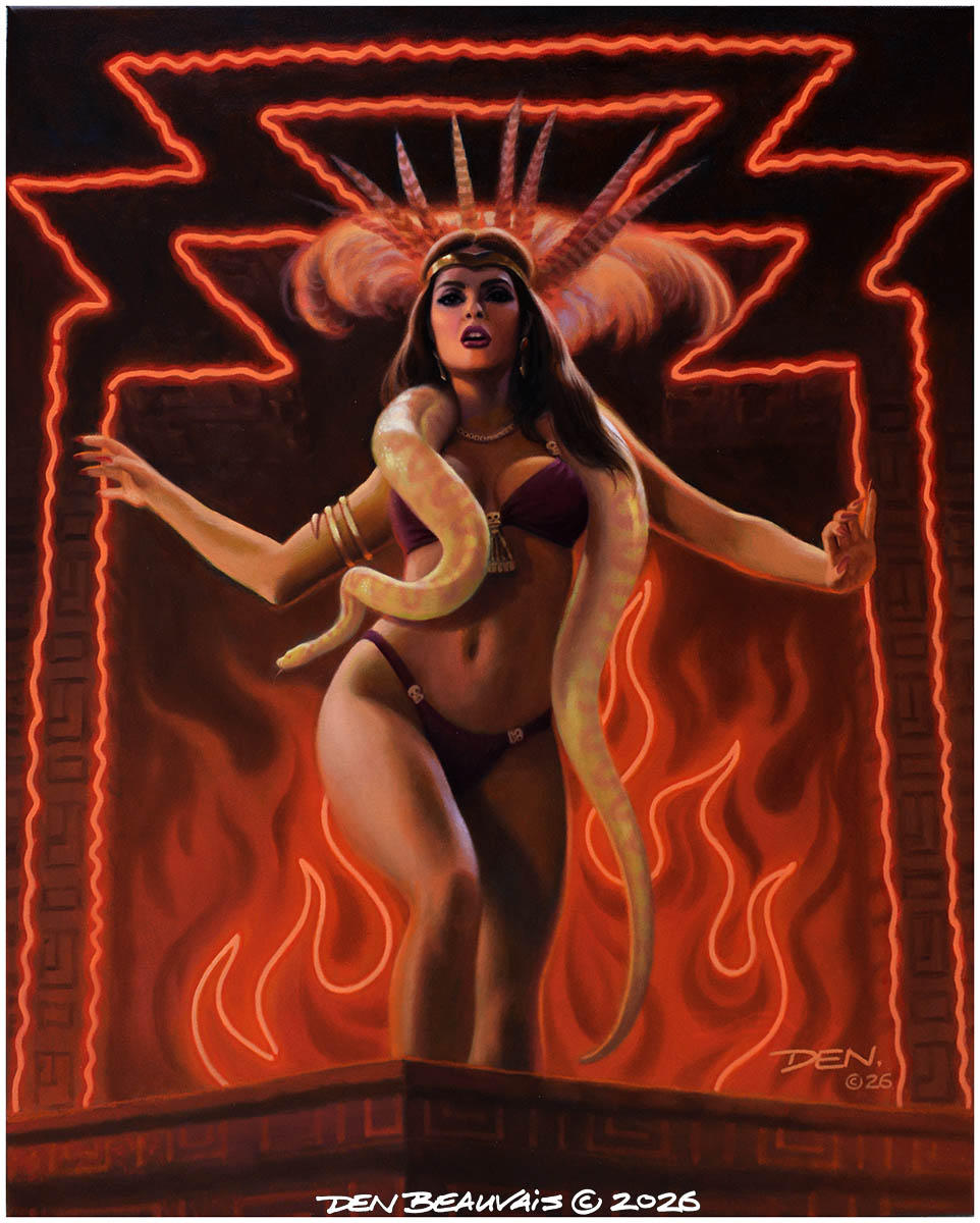 DensLairStudio's tweet photo. "The  Goddess Dance" From Dusk Till Dawn. I think I'm done! Wish I could have  caught more of Salma Hayek's likeness, but was a hard angle and  lighting. Was all about catching the mood of that sexy scene. 24"x30"  Oils on canvas. The original is available...PM me if interested. https://t.co/M4ip6MUGjo