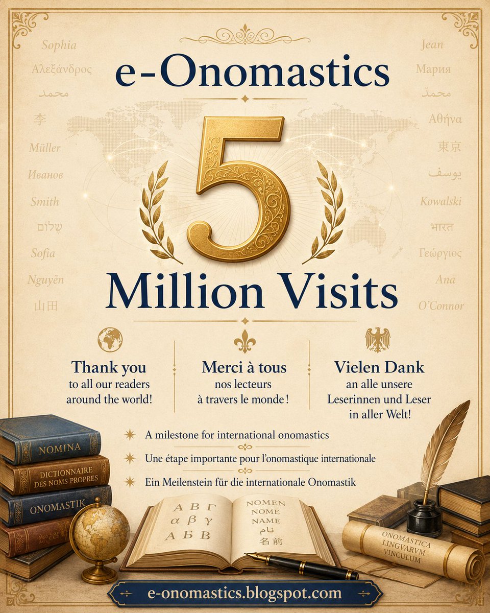 eug1979's tweet photo. e-Onomastics: e-Onomastics Reaches 5 Million Visits https://t.co/NUs5QDwyLm e-#Onomastics has tried to serve as a bridge between researchers, institutions, students, and the wider public with its 4.753 #blog posts during 13.5 years https://t.co/s2sSHy93ln